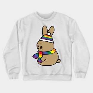 Cute Easter Bunny and Rainbow Pride Flag Hat and Scarf Crewneck Sweatshirt